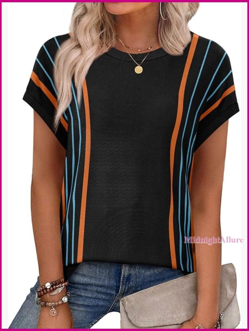 Lightweight Short Sleeve Sweater, Semi-Sheer Crochet Pullover, Boho Top